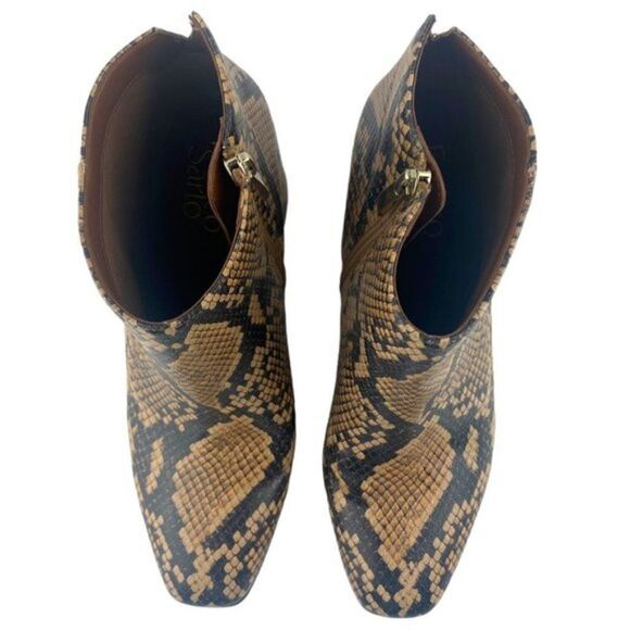 FRANCO SARTO Women's Trudy Brown Black Snake Print Heeled Ankle Bootie US 7M - Picture 5 of 9